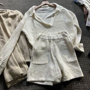 Small Free people Cozy White Knit Sweater Set